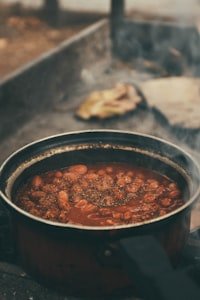 A pot of ful medames cooking